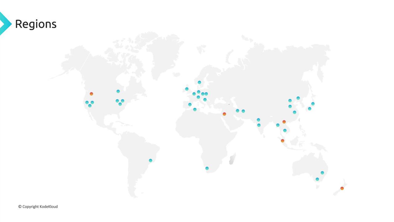 The image shows a world map with various regions marked by blue and orange dots, indicating specific locations or data points.