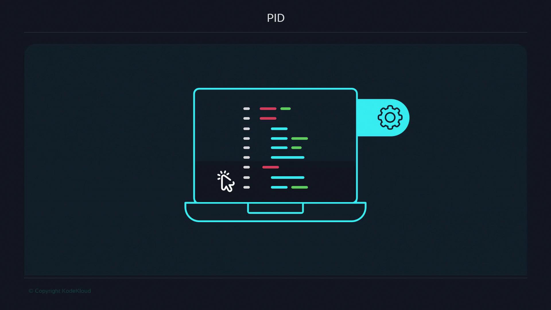 The image shows a stylized illustration of a laptop displaying lines of code, with a gear icon suggesting settings or configuration. A cursor icon is also present, indicating interaction.