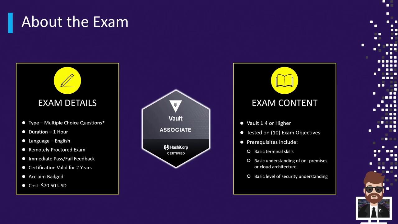 Exam details for the HashiCorp Vault Associate certification