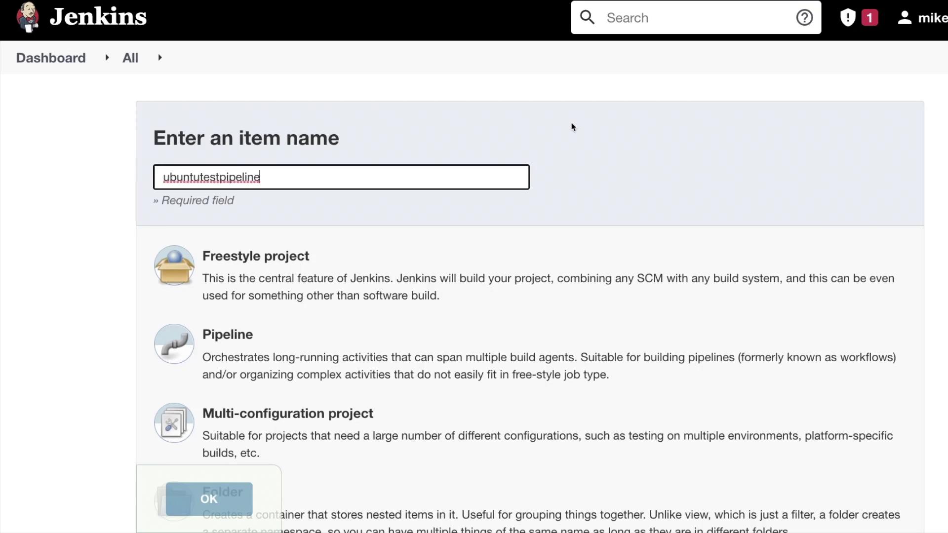 The image shows a Jenkins interface for creating a new item, with options like Freestyle project, Pipeline, and Multi-configuration project.