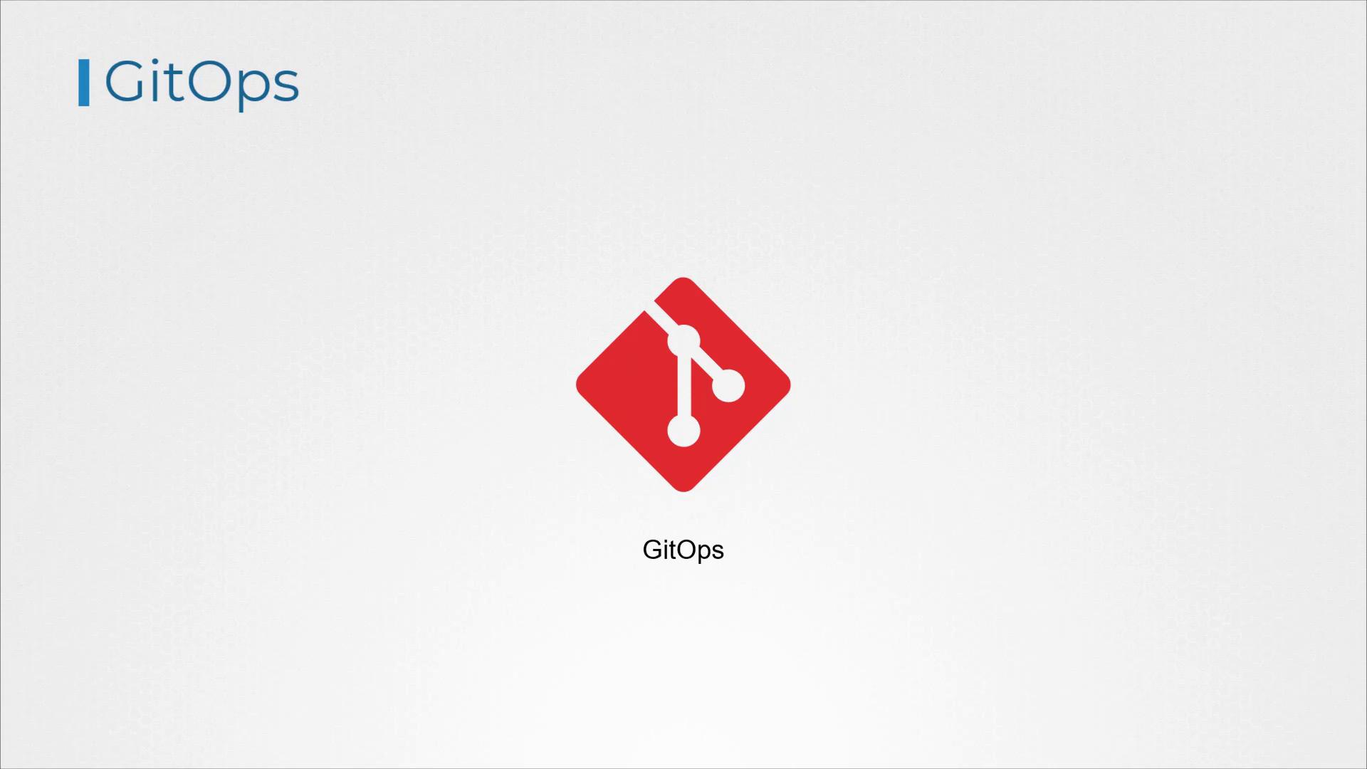 The image features the word "GitOps" and a red Git logo, symbolizing the concept of using Git for operations and infrastructure management.